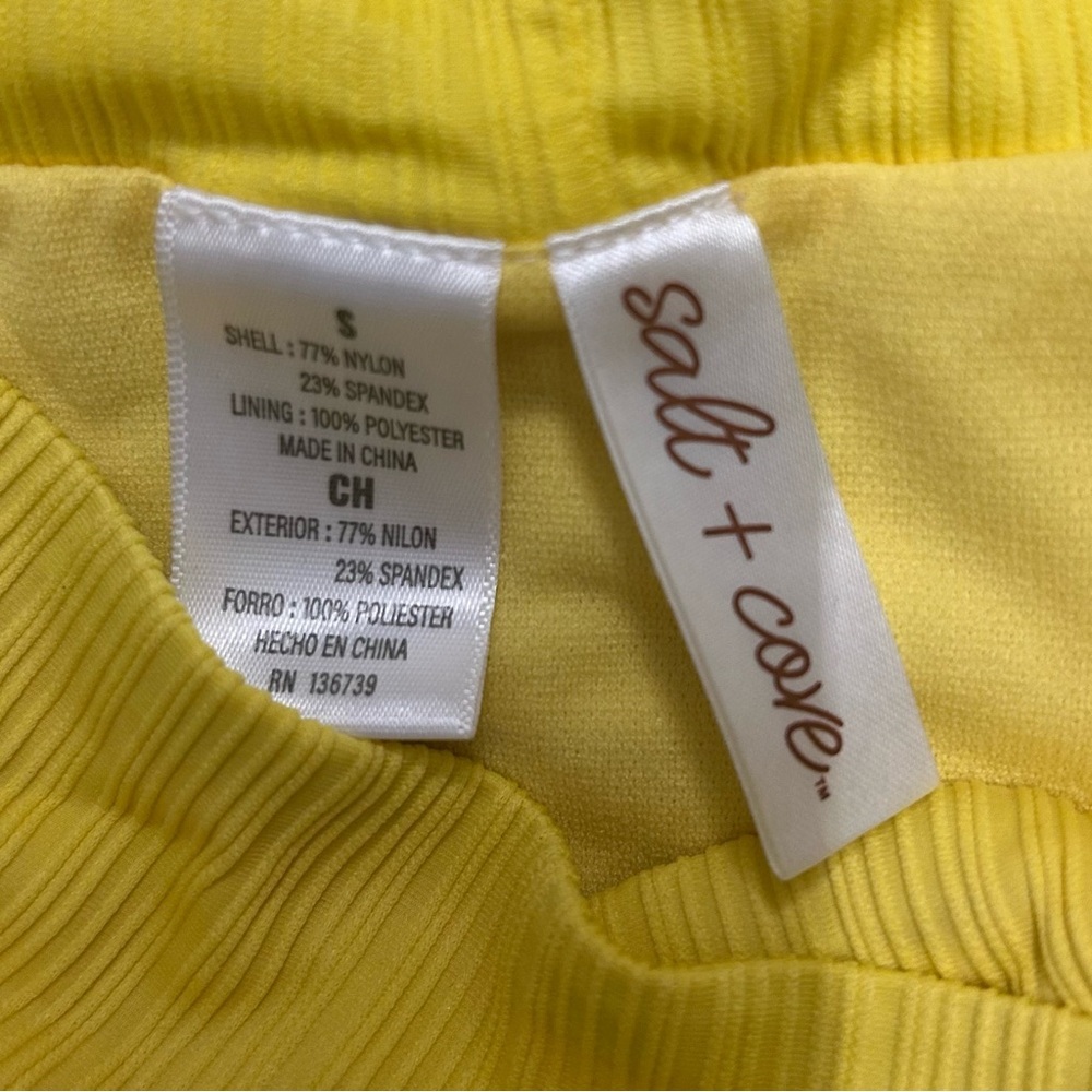 Women’s 2-Piece Salt + Cove Bright Yellow Ribbed Swimsuit. Size M - Picture 6 of 9